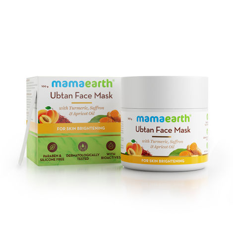 Mamaearth Ubtan Face Pack Mask For Fairness, Tanning & Glowing Skin With Saffron, Turmeric & Apricot Oil (100 ml)