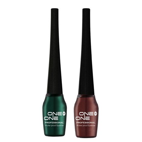 ONE on ONE Waterproof Eyeliner, Set of 2 (Green and Brown)