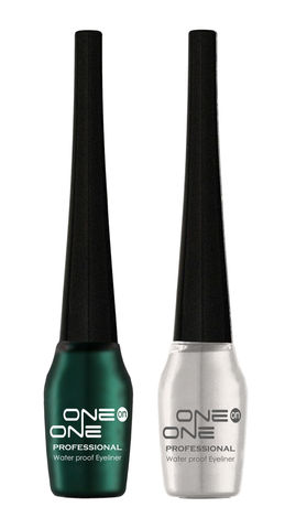 ONE on ONE Waterproof Eyeliner, Set of 2 (Green and Silver)