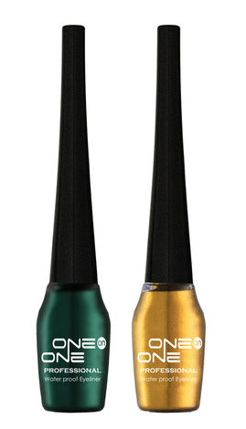 ONE on ONE Waterproof Eyeliner, Set of 2 (Green and Golden)