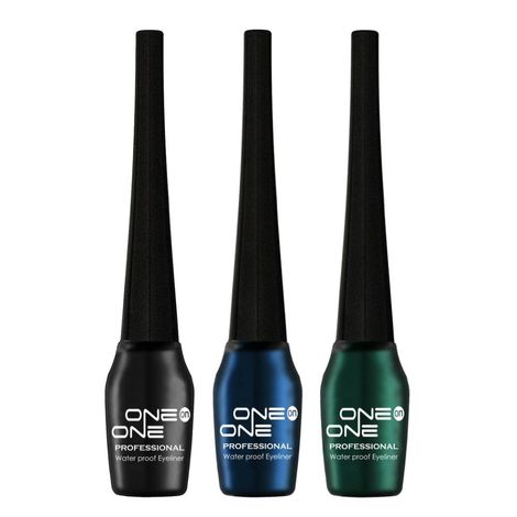 ONE on ONE Waterproof Eyeliner, Set of 3 (Black, Blue, Green)