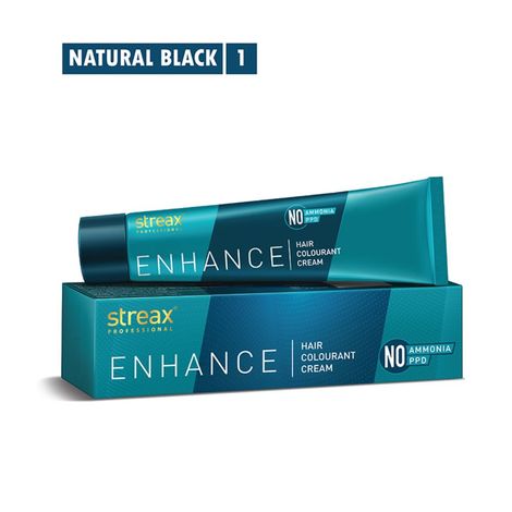 Streax Professional Enhance Hair Colourant - Natural Black 1 (90g)