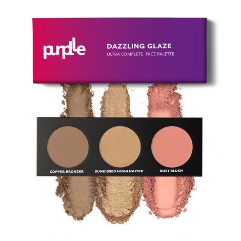 Purplle Dazzling Glaze Ultra Complete Face Palette - Long Lasting | Matte | Shimmer | Buildable Coverage | High Pigmentation (12gm)