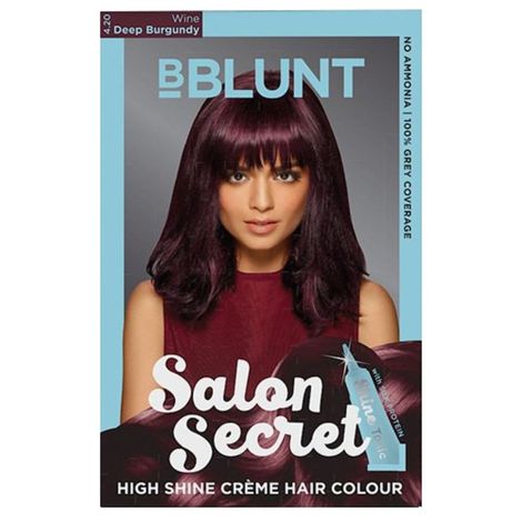 BBLUNT Salon Secret High Shine Creme Hair Colour - Wine Deep Burgundy 4.20. No Ammonia ( 100 g+8ml)