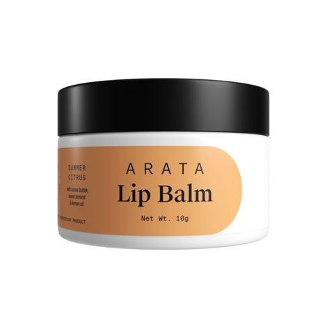 Arata Summer Citrus Lip Balm (10 G) For Dry, Chapped Lips | Intensely Moisturizing | Cocoa Butter, Sweet Almond & Lemon Oil | All-Natural, Vegan