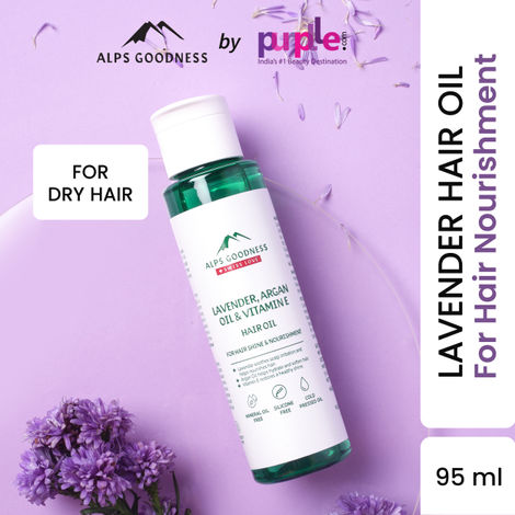 Alps Goodness Lavender, Argan Oil & Vitamin E Hair Oil For Hair Shine & Nourishment (95 ml)| Lightweight Oil| Light oil for everyday use| Silicone Free, Sulphate Free, Mineral Oil Free, Vegan, Cruelty Free