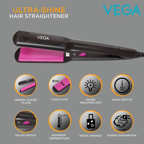 VEGA Ultra Shine Flat Hair Straightener VHSH 25 Black