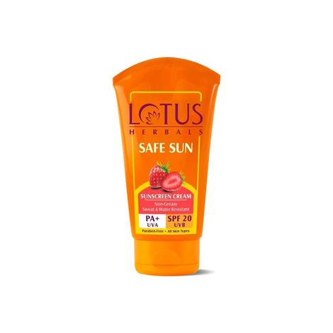 Lotus Herbals Safe Sun Sunscreen Cream - SPF 20 | PA+ | Sweat & Water resistant | Non-Greasy | 50g