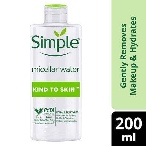 Simple Kind to Skin Micellar Cleansing Water| Micellar water for sensitive Skin | No Added Perfume, No Harsh Chemicals, No Artificial Color, No Alcohol and Parabens | 200 ml