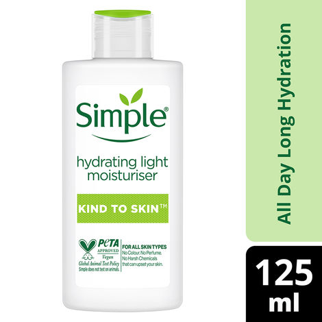 Simple Kind to Skin Hydrating Light Moisturiser| For all skin types  | No Added Perfume, No Harsh Chemicals, No Artificial Color, No Alcohol and No Parabens | 125 ml
