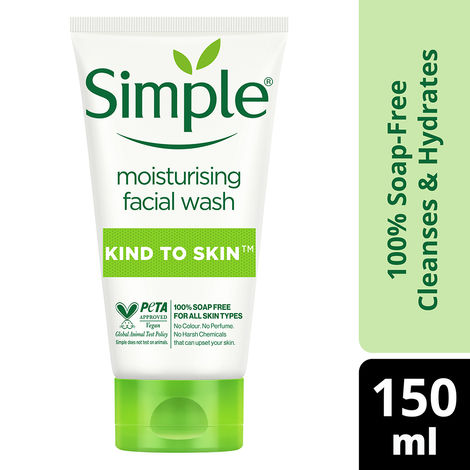 Simple Kind To Skin Moisturising Face Wash (150 ml) | For All Skin Types | No Soap, No Added Perfume, No Harsh Chemicals, No Artificial Color, No Alcohol and No Parabens