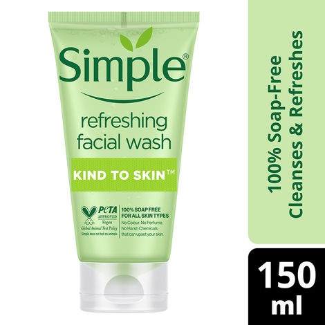 Simple Kind To Skin Refreshing Face Wash (150 ml) | For All Skin Types | No Soap, No Added Perfume, No Harsh Chemicals, No Artificial Color, No Alcohol and No Parabens