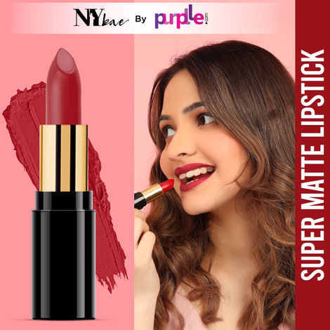 NY Bae Super Matte Lipstick - Royale Rebecca 17 (4.2 g) | Red | Loaded With Vitamin E | Rich Colour | Long lasting | Smudgeproof | Vegan