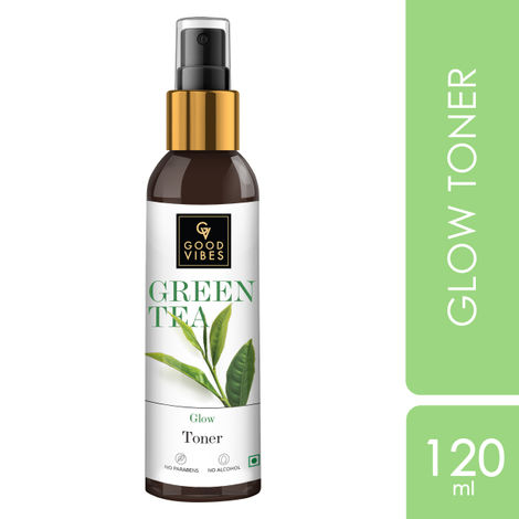 Good Vibes Green Tea Glow Toner | Hydrating, Soothing, Refreshing | With Apple | No Alcohol, No Sulphates, No Parabens, No Animal Testing (120 ml)