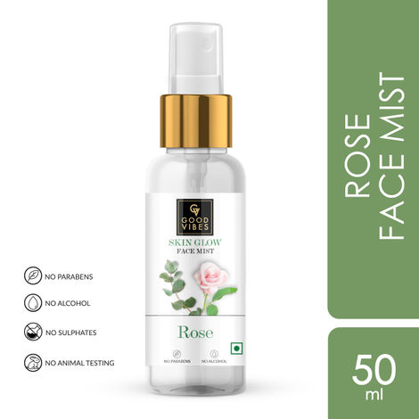Good Vibes Rose Illuminating Face Mist | Anti-Acne, Maintains pH Balance | No Parabens, No Sulphates, No Alcohol, No Animal Testing (50 ml)