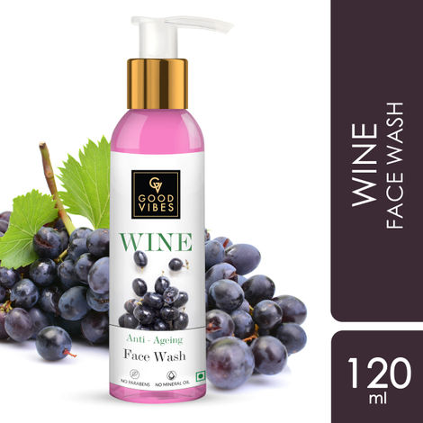 Good Vibes Wine Anti-Ageing Face Wash | Antioxidant, Elasticity | No Parabens, No Mineral Oil, No Animal Testing (120 ml)
