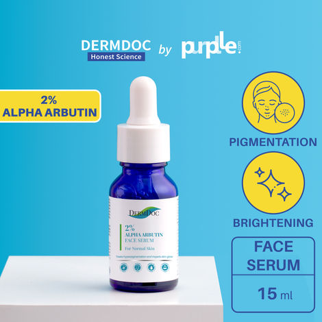DERMDOC by Purplle 2% Alpha Arbutin Face Serum (15ml) | alpha arbutin for acne scars, dark spots on face | glow serum