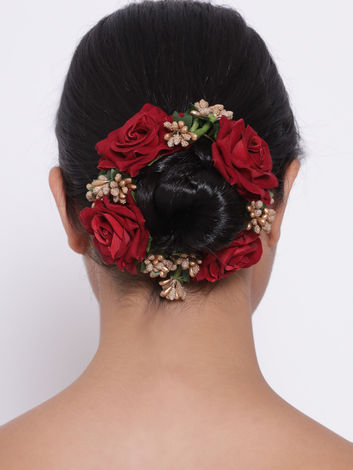Buy Aairaa Rose Hair Clip Side Juda Pin Hair Accessory For Bun For Women,  Red, Pack of 1 Online at Low Prices in India - Amazon.in