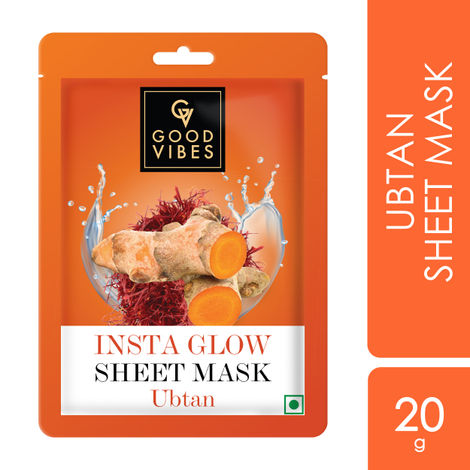 Good Vibes Ubtan Insta Glow Sheet Mask | For Smooth & Bright Skin | Treats Rough Skin, Cleanses Dirt & Impurities (20 g)