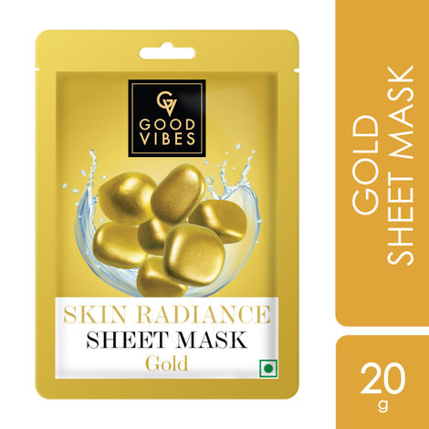 Good Vibes Gold Skin Radiance Sheet Mask | Anti-Ageing, Moisturizing | Vegan, No Parabens, No Sulphates, No Mineral Oil, No Animal Testing (20 g)