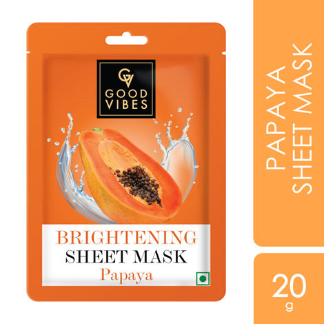Good Vibes Papaya Brightening Sheet Mask | Glowing Softening Anti-Pigmentation | Vegan No Parabens No Sulphates No Alcohol No Animal Testing (20 gm)