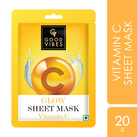 Good Vibes Vitamin C Glow Sheet Mask | For Radiant, Glowing Skin | Vegan, No Parabens, No Sulphates, No Mineral Oil, No Animal Testing (20 g)