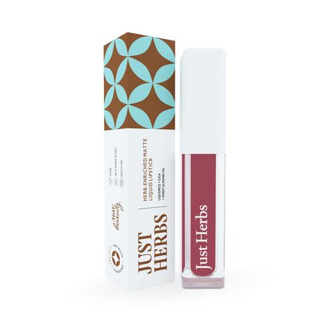 Just Herbs Ayurvedic Creamy Matte Long Lasting Liquid Lipstick, Lightweight & Hydrating Lip Colour with Liquorice & Sweet Almond Oil - Beetroot Burgundy