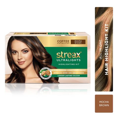 Streax Ultralights Highlight Hair Colour Kit, Semi Permanent Hair colour for women and men, Coffee Collection, Mocha Brown, 50 ml