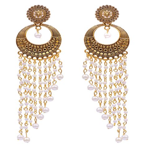 Crunchy Fashion Gold -Plated White Jhalar Fashion Earrings RAE1181