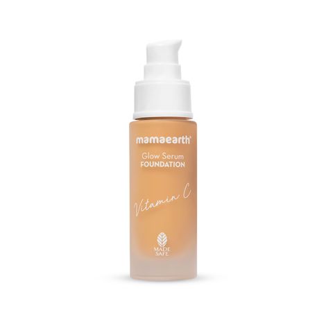 Mamaearth Glow Serum Foundation with Vitamin C & Turmeric for 12-Hour Long Stay- 06 Almond Glow (30 ml)