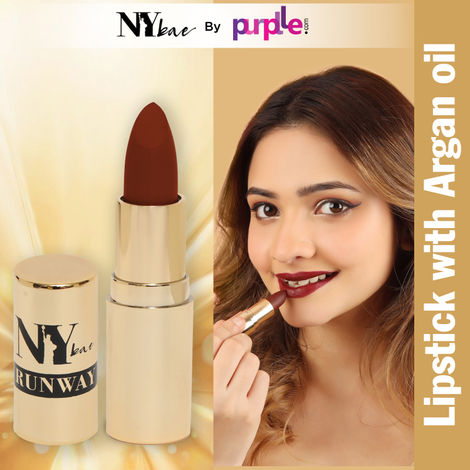 NY Bae Argan Oil Infused Matte Lipstick Runway Range - Backstage Look 12 (4.5 g) | Purple | Rich Colour | Full Coverage | Long lasting | Cruelty Free