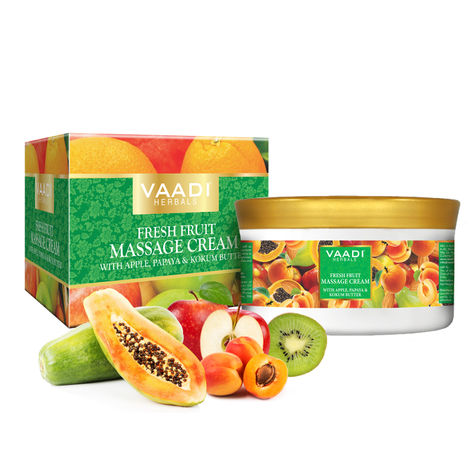 Vaadi Herbals Fresh Fruit Massage Cream With Apple, Orange, Papaya & Kokum Butter (150 g)