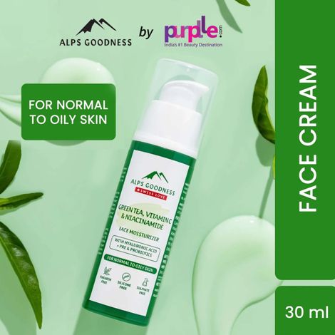 Alps Goodness Green Tea, Vitamin C & Niacinamide Face Moisturizer for Normal to Oily Skin (with Hyaluronic Acid + Pre & Probiotics) (30 gm) | Vitamin C Face Cream| Green Tea Face Cream| Daily Face Moisturizer