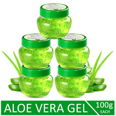 NutriGlow Set of 5 Aloe Vera Moisturizing Massage Gel With Goodness of Aloe Vera & Tea Tree Oil, 100gm each