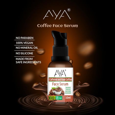 AYA Coffee Face Serum (10 ml) | For Skin Repair, Hydration, Brightening and Nourishment | No Paraben, No Silicone, No Mineral Oil