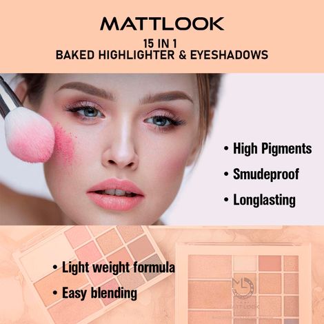 Matt look 15 in Baked Highlighter Eyeshadow Palette, Face
