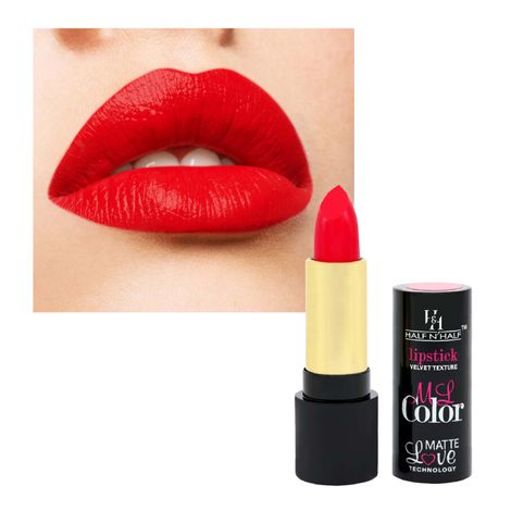 Half N Half Velvet Matte Texture Lipstick My Colour, Russian-Red (3.8gm)