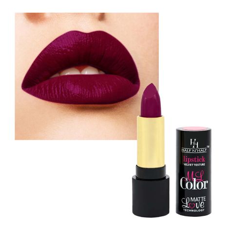 Half N Half Velvet Matte Texture Lipstick My Colour, Midnight-Purple (3.8gm)