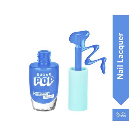 SUGAR POP Nail Lacquer - 06 Blue For You (Cool-toned Persian Blue) – 10 ml -Dries in 45 seconds l Quick-Drying, Chip-Resistant, Long Lasting l Glossy High Shine Nail Enamel / Polish for Women