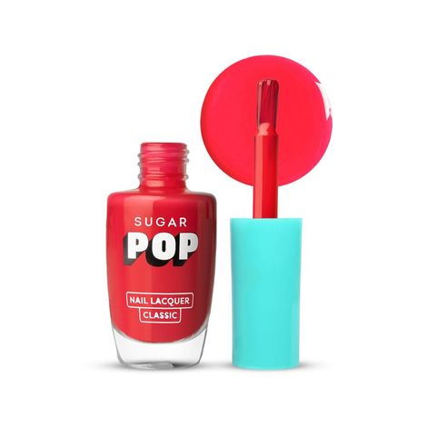SUGAR POP Nail Lacquer - 13 Red Alert (Cherry Red) – 10 ml - Dries in 45 seconds l Quick-Drying, Chip-Resistant, Long Lasting l Glossy High Shine Nail Enamel / Polish for Women