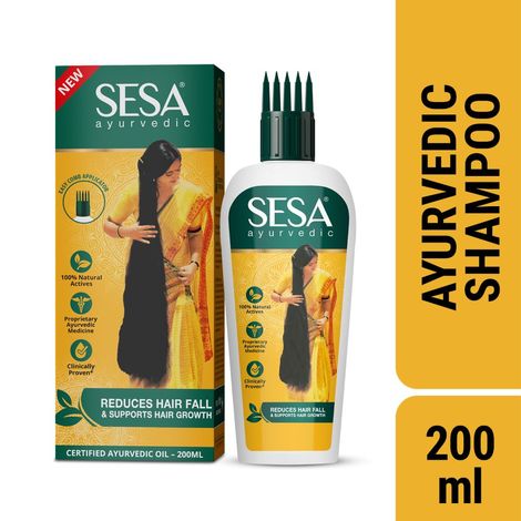 Sesa Ayurvedic Hair Oil, 18 Herbs + 5 Oils, Kshir Pak Vidhi reduces Hair Fall & supports Hair Growth (200 ml)