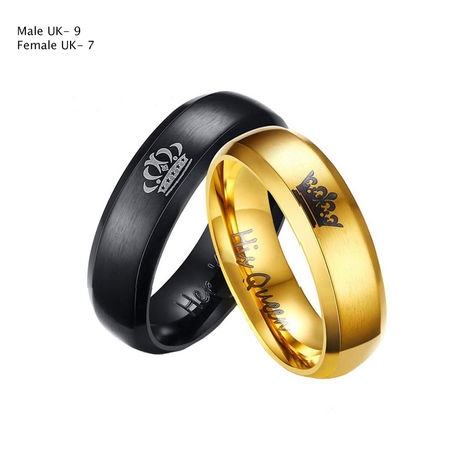 Moneekar Jewels Beautiful Gold Couple Crown Rings King/Queen Rings  Stainless Steel Wedding Bands Engagement Promise Rings : Amazon.in: Fashion