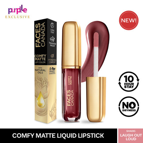 Faces Canada Comfy Matte Lip Color | 10Hr Long Stay With Comfort | Almond Oil | Laugh Out Loud 17 (3 ml) - Exclusively on Purplle