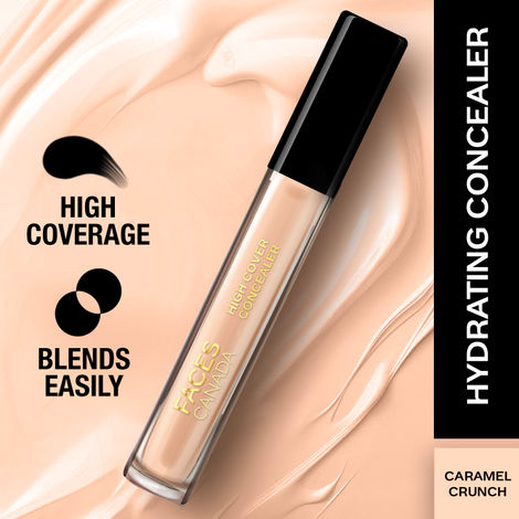 FACES CANADA High Cover Concealer - Caramel Crunch 03, 4ml | Natural Finish Liquid Concealer | Blends Easily | Covers Spots, Blemishes & Dark Circles | Shea Butter & Vitamin E