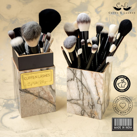 Cuffs N Lashes Marble Makeup Brush Holder Square