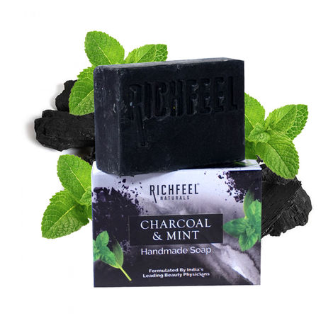 Richfeel Charcoal and Mint Handmade Soap (100 g)