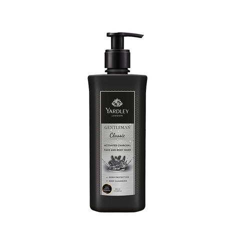 Yardley London Gentleman Classic, Face and Body wash for Men, With  Activated Charcoal, Germ Protection & Deep Cleansing, 250ml Shower Gel