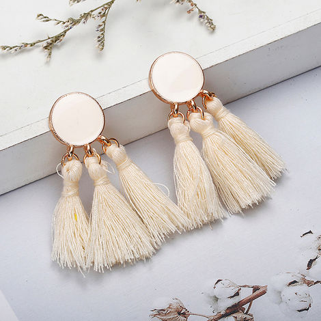 White tassel drop earrings sale