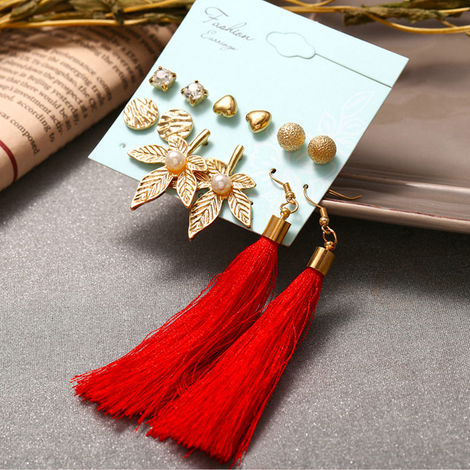 Jewels Galaxy Set of 6 Gold Plated Earrings
