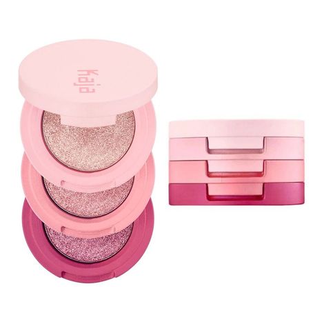 KAJA Beauty Bento Collection| Bouncy Shimmer Eyeshadow Trio | 01 Rosewater - Rose tones | Cruelty free, K-Beauty Mini Palettes